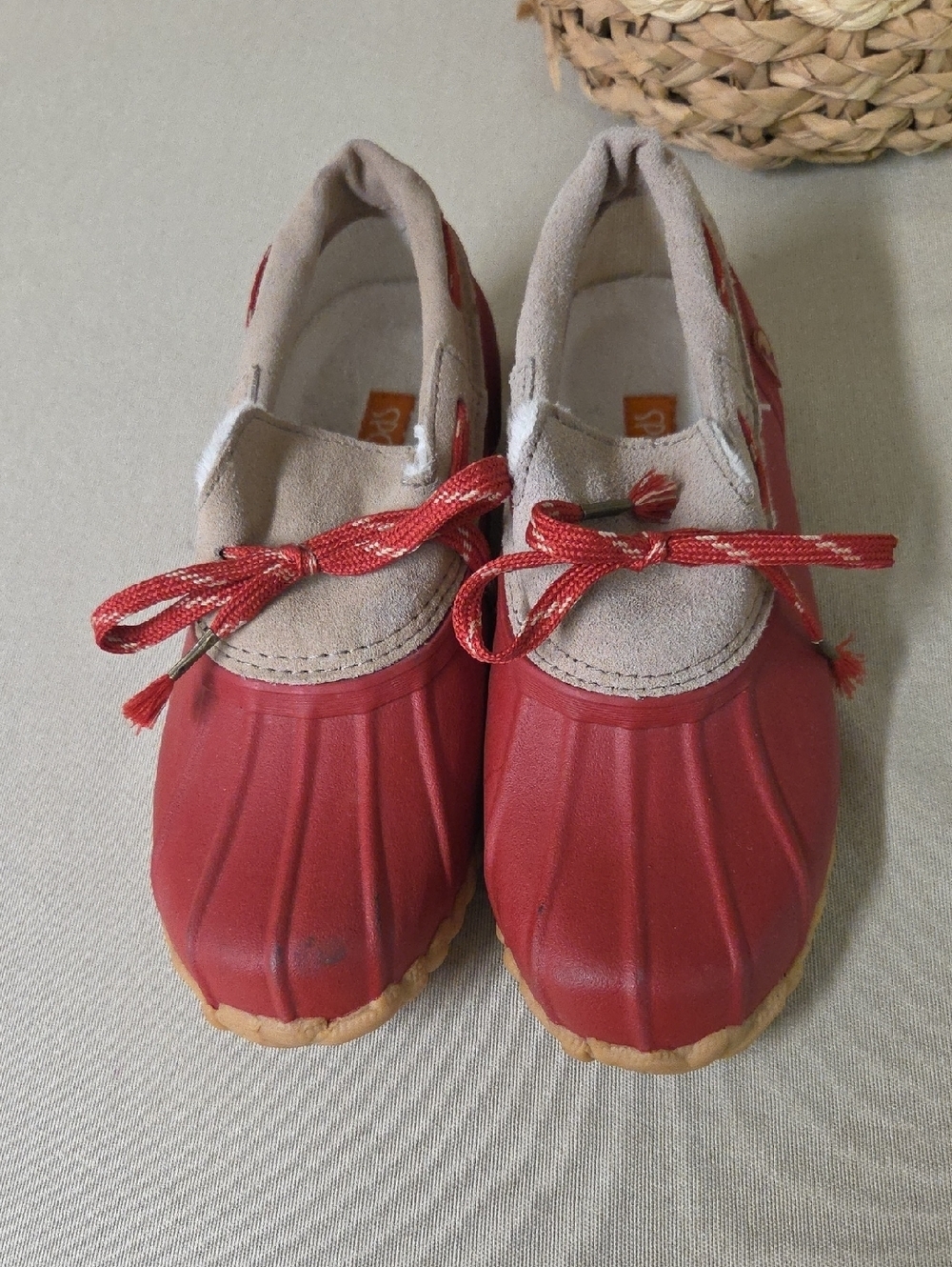 Sporto 1980s. Red Duck-Style Slip-On Shoes Size 6